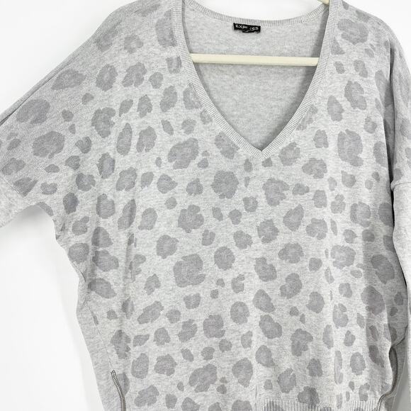 Express Gray Cotton Knit Pullover Animal Print Women's Size Small - Picture 5 of 11